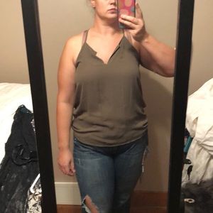 Ann Taylor LOFT olive green tank top